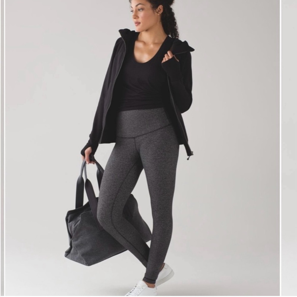 Lululemon Wunder Under High Rise Tight 7/8 Leggings Grey Herringbone Size 4